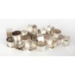 EIGHTEEN SILVER TABLE NAPKIN RINGS