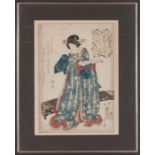 A JAPANESE WOODBLOCK OF A GEISHA, MEIJI PERIOD 1868 - 1912