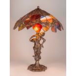A LEAD-GLASS FIGURAL TABLE LAMP, 20TH CENTURY