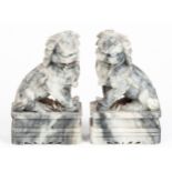 A PAIR OF CHINESE SOAPSTONE FU-DOGS, REPUBLIC OF CHINA,1949-