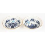 TWO DELFT BLUE AND WHITE RETICULATED BOWLS