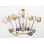 A MISCELLANEOUS COLLECTION OF TEN SILVER SPOONS