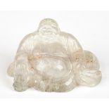 A CHINESE ROCK CRYSTAL FIGURE OF BUDAI