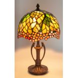 A TIFFANY-STYLE TABLE LAMP AND SHADE, 20TH CENTURY