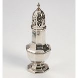 AN EDWARD VII SILVER SUGAR CASTER, JAY, RICHARD ATTENBOROUGH CO LTD, CHESTER, 1910