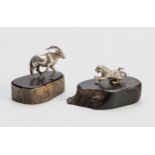 TWO CAST SILVER ANIMALS