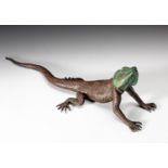 A DONALD GREIG BRONZE OF A BLUE-HEADED AGAMA, 2006