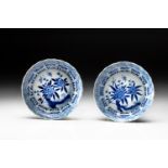A PAIR OF CHINESE BLUE AND WHITE SAUCER DISHES, QING DYNASTY, 19TH CENTURY