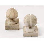 TWO CARVED ALABASTER FINIALS