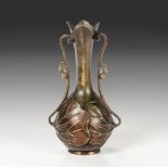 A JAPANES BRONZE "LOTUS AND GOURD" VASE, MEIJI PERIOD, 1868 - 1912