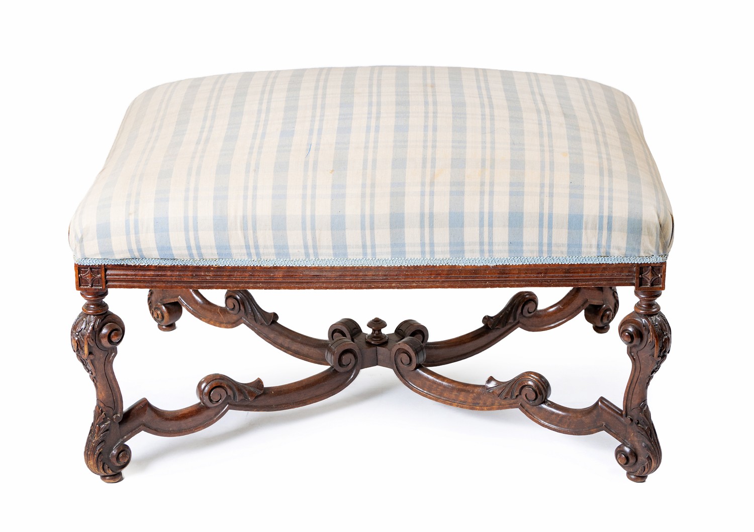 A MAHOGANY OTTOMAN, 19TH CENTURY