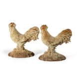 A PAIR OF PAINTED CAST-IRON 'ROOSTER' FLATBACK DOORSTOPS
