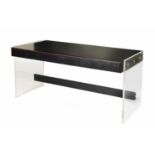 A EBONISED AND LUCITE DESK, MODERN