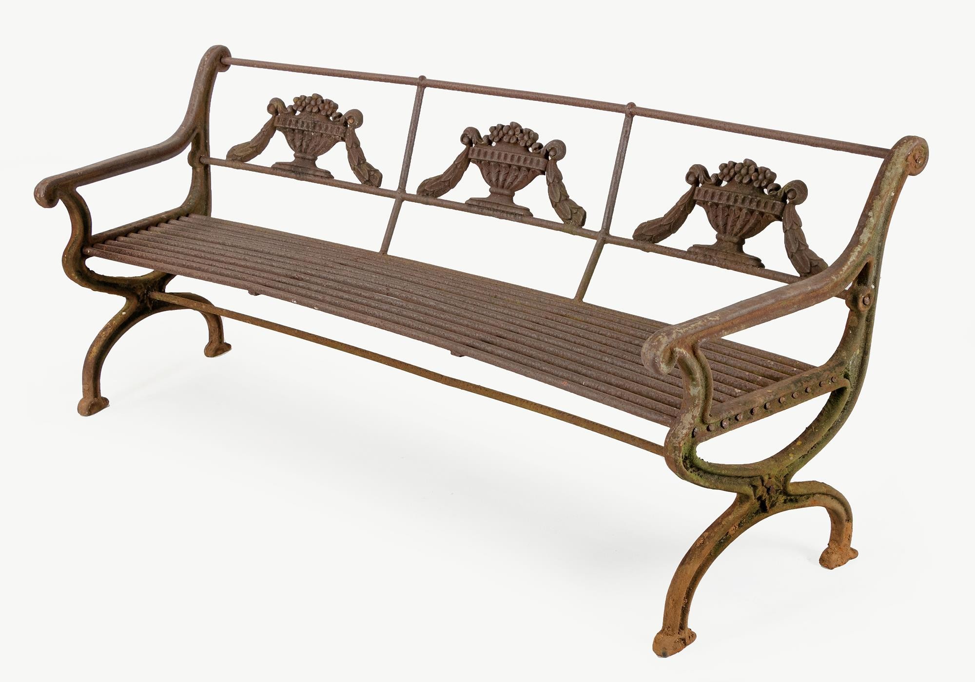 A CAST IRON GARDEN BENCH