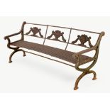 A CAST IRON GARDEN BENCH