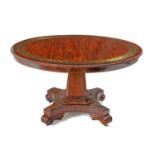 A REGENCY ROSEWOOD AND BRASS INLAID CENTRE TABLE
