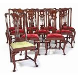 A SET OF ELEVEN GEORGE III STYLE MAHOGANY DINING CHAIRS