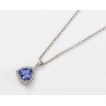 A TANZANITE AND DIAMOND PENDANT