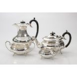 A GEORGE VI SILVER FOUR PIECE TEA SERVICE, WILLIAM ADAMS LIMITED, BIRMINGHAM, 1938