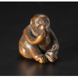 A JAPANESE "MACAQUE" NETSUKE, MEIJI PERIOD, 1868 - 1912