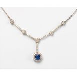 A SAPPHIRE AND DIAMOND NECKLACE