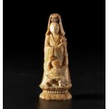 A CHINESE MARINE TUSK FIGURE OF GUAN-YIN, QING DYANSTY, 17TH/18TH CENTURY