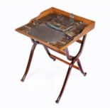 A VICTORIAN MAHOGANY FOLDING CAMPAIGN WRITING DESK