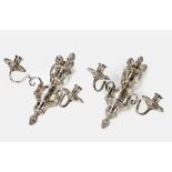 A PAIR OF WHITE METAL WALL SCONCES