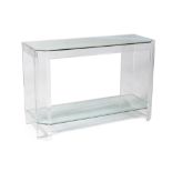 A LUCITE CONSOLE TABLE, MODERN