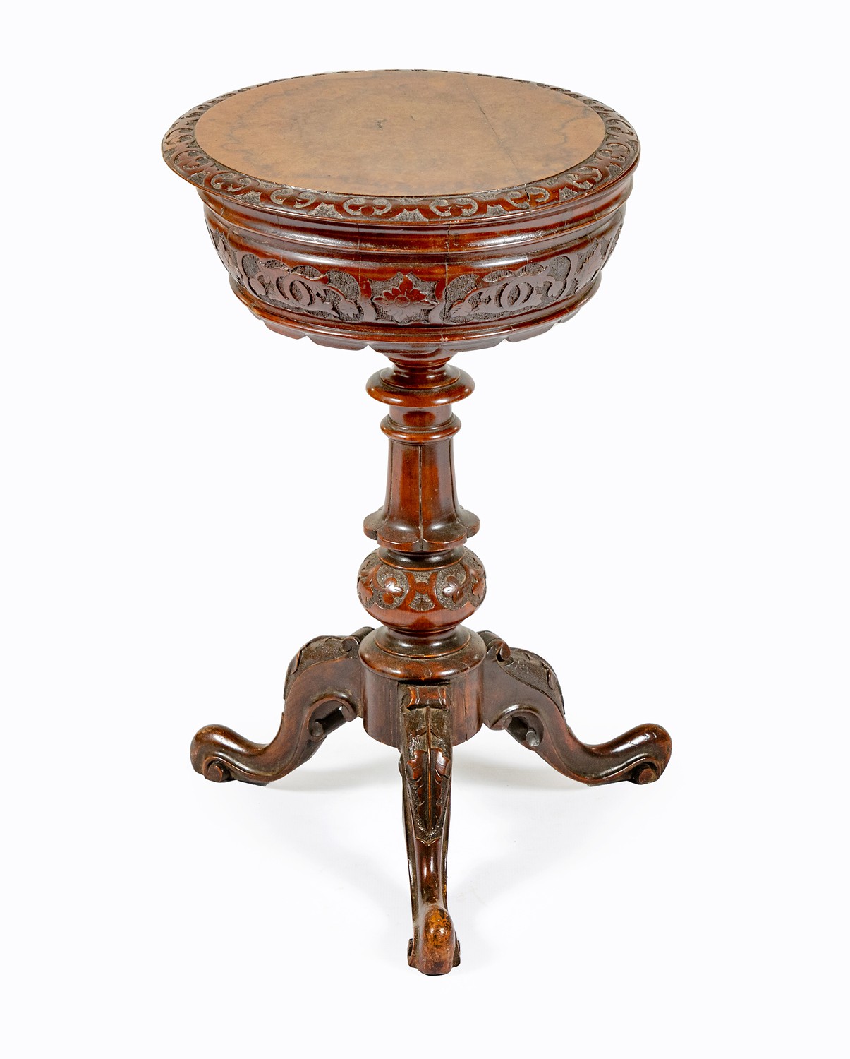 A VICTORIAN WALNUT TEAPOY