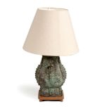 A VERDIGRIS BRONZE TABLE LAMP