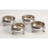 A SET OF FOUR EDWARD VII SILVER SALTS, MAPPIN AND WEBB, BIRMINGHAM, 1910