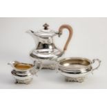 A GEORGE IV SILVER THREE PIECE TEA SERVICE, ROBERT HENNELL II, LONDON, 1828