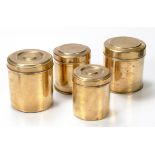 A SET OF FOUR BRASS CANISTERS