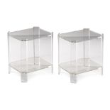 A PAIR OF LUCITE SIDE TABLES, MODERN