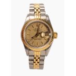 A LADY'S GOLD AND STAINLESS-STEEL WRISTWATCH, ROLEX DATEJUST