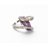 AN AMETHYST AND DIAMOND RING