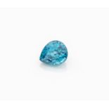 AN UNMOUNTED PEAR-SHAPED MIXED-CUT BLUE ZIRCON