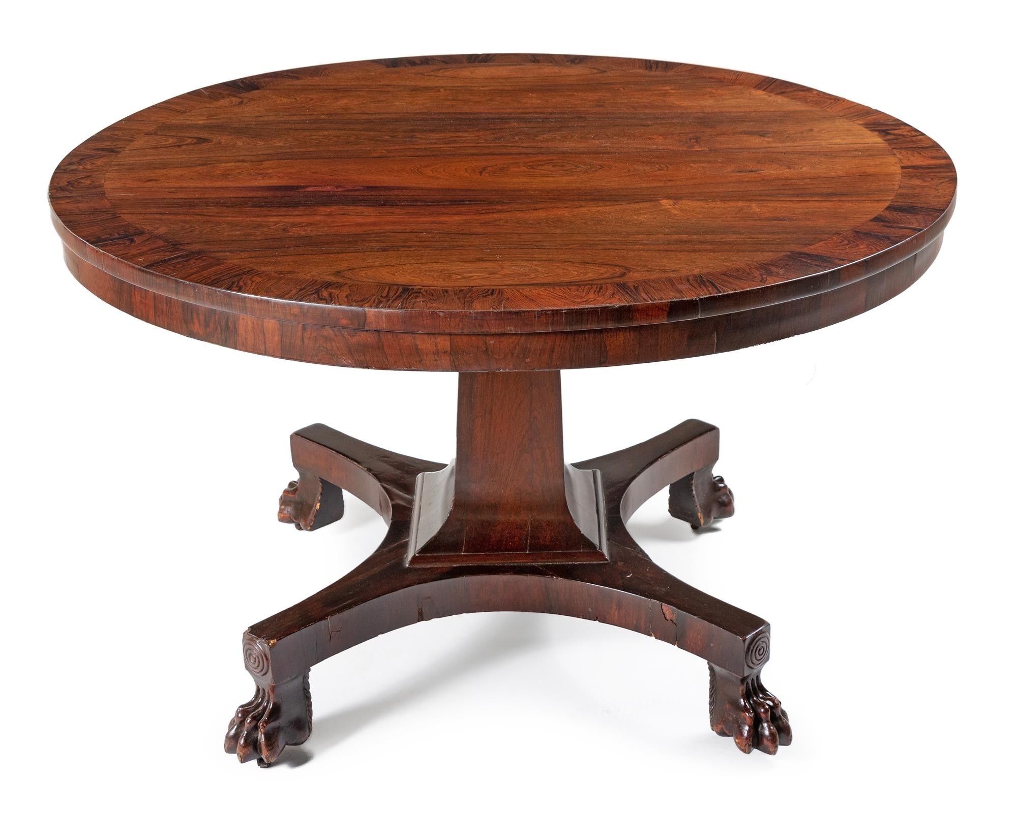 A ROSEWOOD CENTRE TABLE, 19TH CENTURY