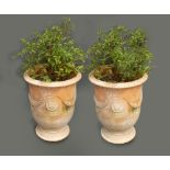 A PAIR OF ANDUZE TERRACOTTA GARDEN PLANTERS