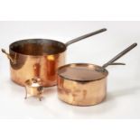 THREE COPPER SAUCEPANS