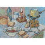 Gregoire Johannes Boonzaier (South African 1909 - 2005) STILL LIFE WITH SOUP AND BREAD