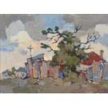 Gregorie Boonzaier (South African 1909 - 2005) OLD TREE & GALVANISED FENCE