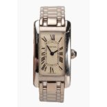 A LADY'S WHITE GOLD WRISTWATCH, CARTIER TANK AMÉRICAINE