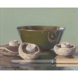 Willem Hermanus Coetzer (South African 1900 - 1983) STILL LIFE WITH MUSHROOMS AND GREEN BOWL
