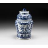 A CHINESE BLUE AND WHITE JAR AND COVER, QING DYNASTY, 19TH CENTURY