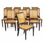 A SET OF TWELVE EBONISED DINING CHAIRS, MANUFACTURED BY PIERRE CRONJE