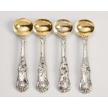 A SET OF FOUR WILLIAM IV QUEENS PATTERN MUSTARD SPOONS, POSSIBLY JONATHAN HAYNE, LONDON, 1836