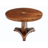 A ROSEWOOD AND INLAID CENTRE TABLE 19TH CENTURY