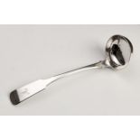 A SILVER FIDDLE PATTERN SAUCE LADLE, MAKERS MARK 'CM'